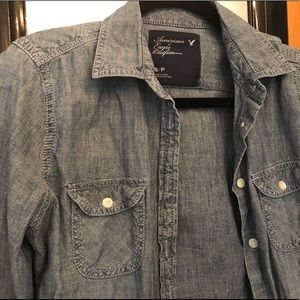 American Eagle Denim Button-Down